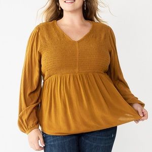 Plus Size Sonoma Goods For Life® Smocked Bodice Peasant Top.